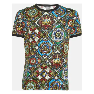 Dolce & Gabbana Multicolor Printed Cotton Knit T-Shirt