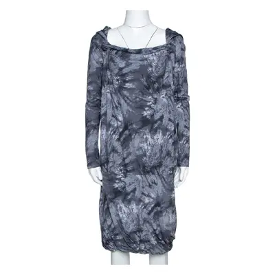 McQ by Alexander McQueen Graphite Printed Cotton Jersey Hooded Dress