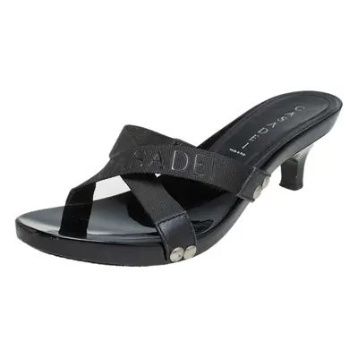 Casadei Black Fabric Studded Slide Sandals Size