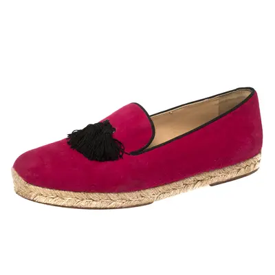 Christian Louboutin Pink Suede Cheetah Tassel Espadrilles Size