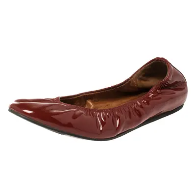 Lanvin Red Patent Leather Scrunch Ballet Flats Size