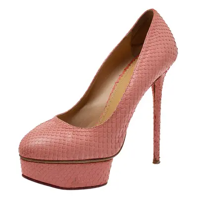 Charlotte Olympia Coral Red Python Dolly Platform Pumps Size