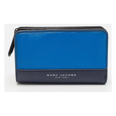 Marc Jacobs Blue/Black Leather Colorblock Compact Wallet