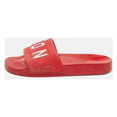 Dsquared Red Rubber Icon Embossed Beach Slides Size