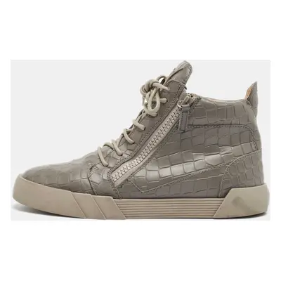 Giuseppe Zanotti Grey Croc Embossed High Top Sneakers Size