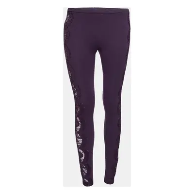 Emilio Pucci Purple Knit & Lace Inset Leggings