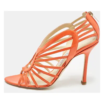 Jimmy Choo Orange Leather Strappy Open Toe Sandals Size