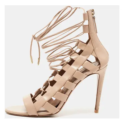 Aquazzura Dusty Pink Leather Amazon Sandals Size