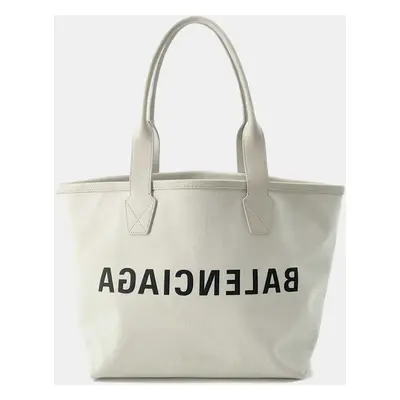 Balenciaga Off-White Canvas and Leather Jumbo Tote Bag