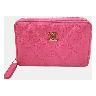 Chanel Pink Caviar card wallet