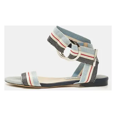 Jimmy Choo Multicolor Canvas Ankle Strap Sandals Size