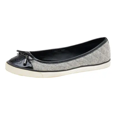 Tory Burch Grey Wool And Patent Leather Flats Size 37.5