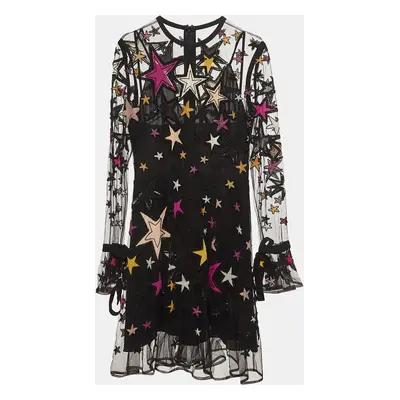 Elie Saab Black Star Embellished Full Sleeve Short Dress