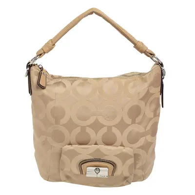 Coach Beige Signature Canvas And Leather Hobo