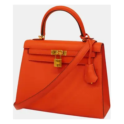 Hermes Red Epsom Leather Kelly Tote Bag