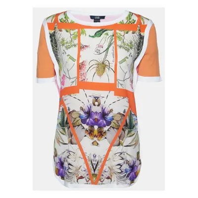 Class by Roberto Cavalli Multicolor Print Silk Knit Short Sleeve Top