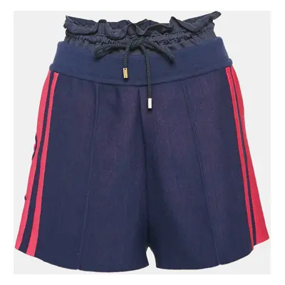 Louis Vuitton Blue Contrast Side Knit Ruffled Waist Shorts