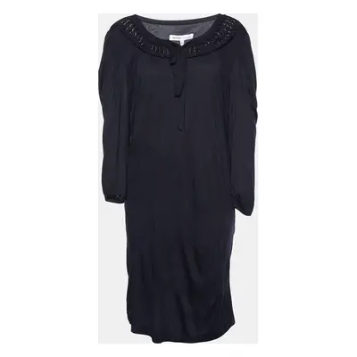 See by Chloe Black Modal Knit Neck Trim Tunic