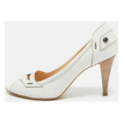 Tod's White Leather Open Toe Pumps Size 37.5