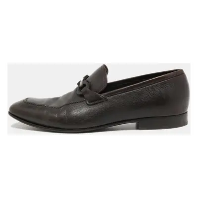 Salvatore Ferragamo Dark Brown Leather Gancini Bit Loafers Size 44.5