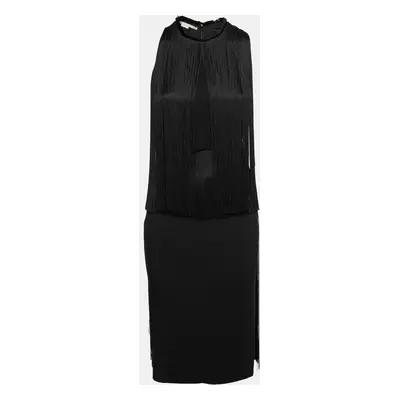 Stella McCartney Black Crepe Fringed Midi Dress