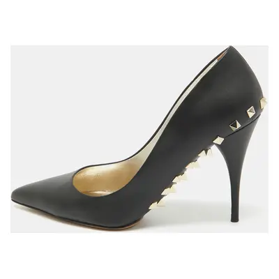 Valentino Black Leather Rockstud Pumps Size 40.5