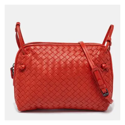 Bottega Veneta Orange Intrecciato Leather Nodini Crossbody Bag