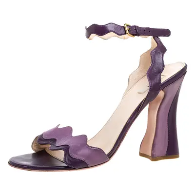 Prada Two Tone Purple Leather Wave Ankle Strap Sandals Size