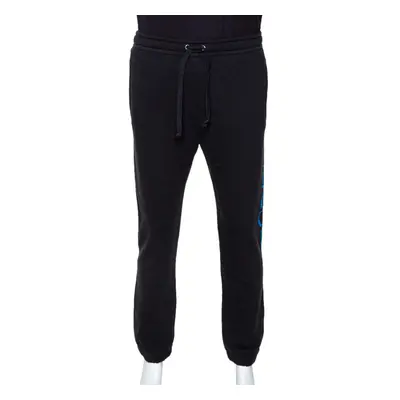 Gucci Black Knit Contrast Vertical Logo Print Track Pants