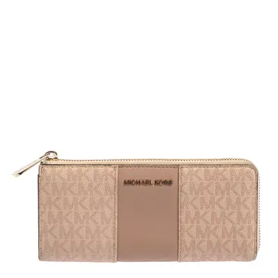 Michael Kors Pink Signature Leather Zip Around Wallet