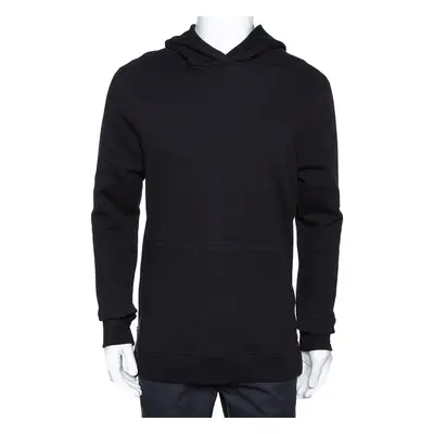 John Elliott Black Cotton Side Zip Detail Hooded Villain Sweatshirt