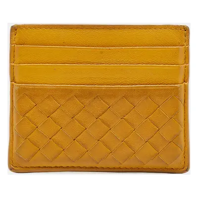 Bottega Veneta Mustard Intrecciato Leather Card Holder