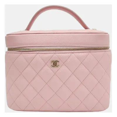 Chanel Light Pink Caviar Leather Vanity Case