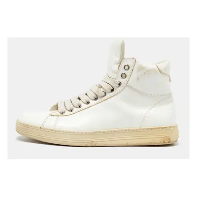 Tom Ford White Leather Russell High Top Sneakers Size