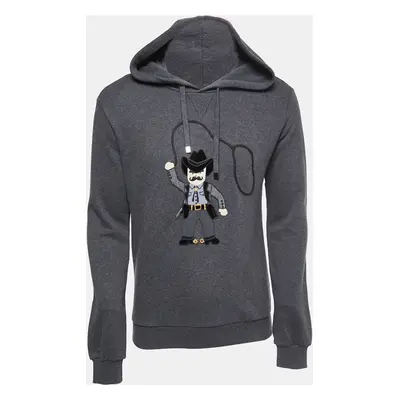 Dolce & Gabbana Grey Cowboy Patch Cotton Hoodie