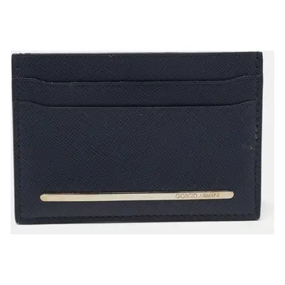 Giorgio Armani Navy Blue Leather Card Holder