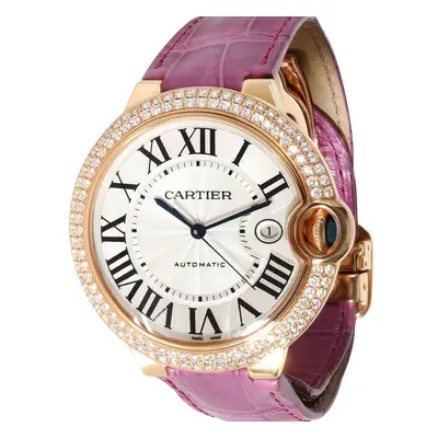 Cartier Silver Diamonds 18K Rose Gold Ballon Bleu WE900851 Women's Wristwatch MM