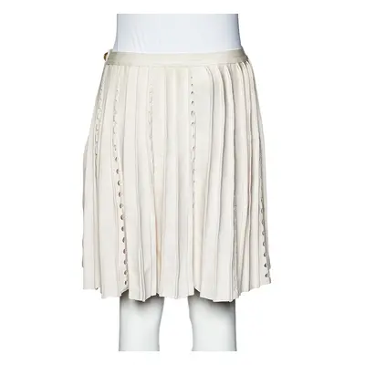 Chanel Light Pink Perforated Knit Faux Wrap Skirt