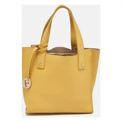 Furla Yellow Leather Divide It Tote