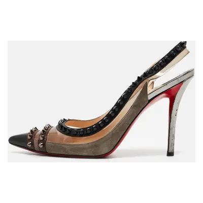 Christian Louboutin Black Suede and Patent Paulina Pumps Size 37.5