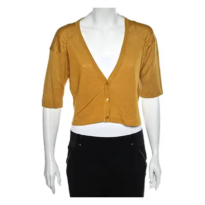 Weekend Max Mara Mustard Yellow Silk & Linen Cropped Cardigan