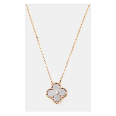 Van Cleef & Arpels Vintage Alhambra Holiday Limited Obsidian Diamond 18k Rose Gold Necklace