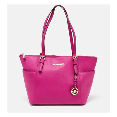 MICHAEL Michael Kors Fuchsia Leather Jet Set Top Zip Tote