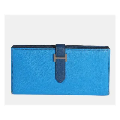 Hermes Bleu Izmir & Bleu Saphir Chévre Leather Bearn Wallet PHW