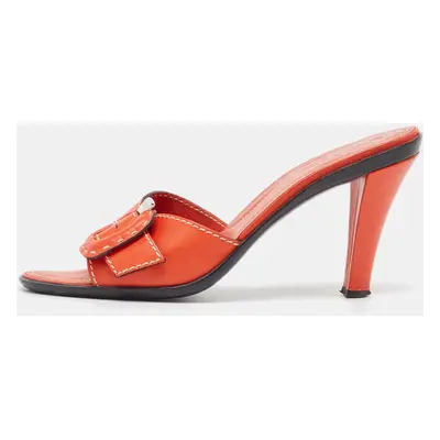 Tod's Orange Leather Slide Sandals Size 38.5