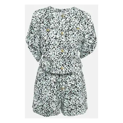 Pierre Balmain White Multicolor Printed Silk Romper Jumpsuit