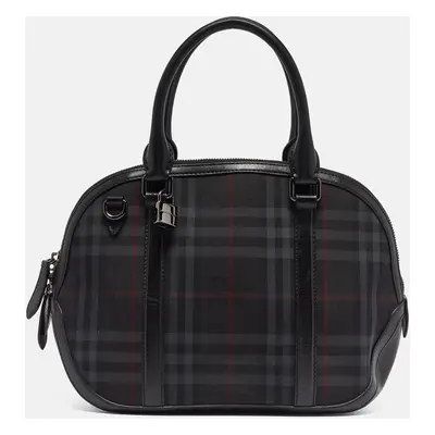 Burberry Black Haymarket Check Nylon and Leather Orchard Bag