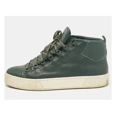 Balenciaga Green Leather Lace Up Sneakers Size