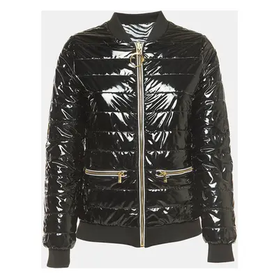 Class by Roberto Cavalli Black Quilted Synthetic Bomber Jacket