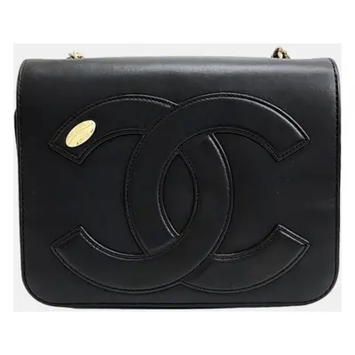 Chanel Black Leather CC Mania Flap Shoulder Bag